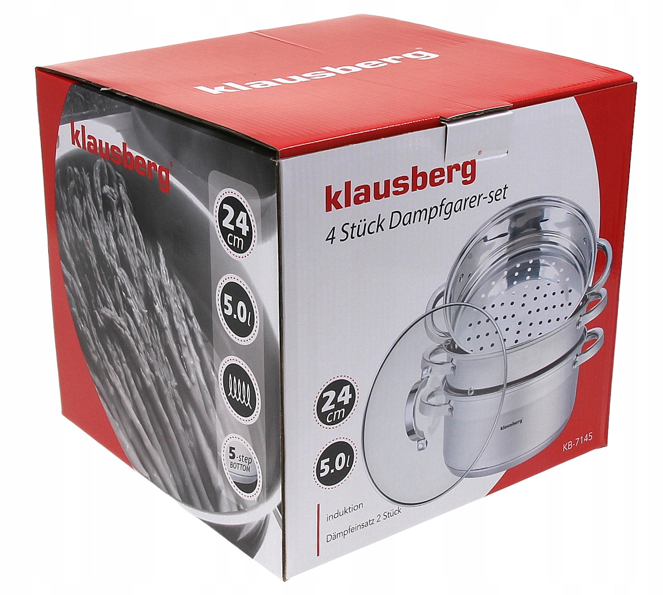 STEAMING POT Steamer 5 lit. 24 cm. KLAUSBERG Induction Gas Brand Klausberg