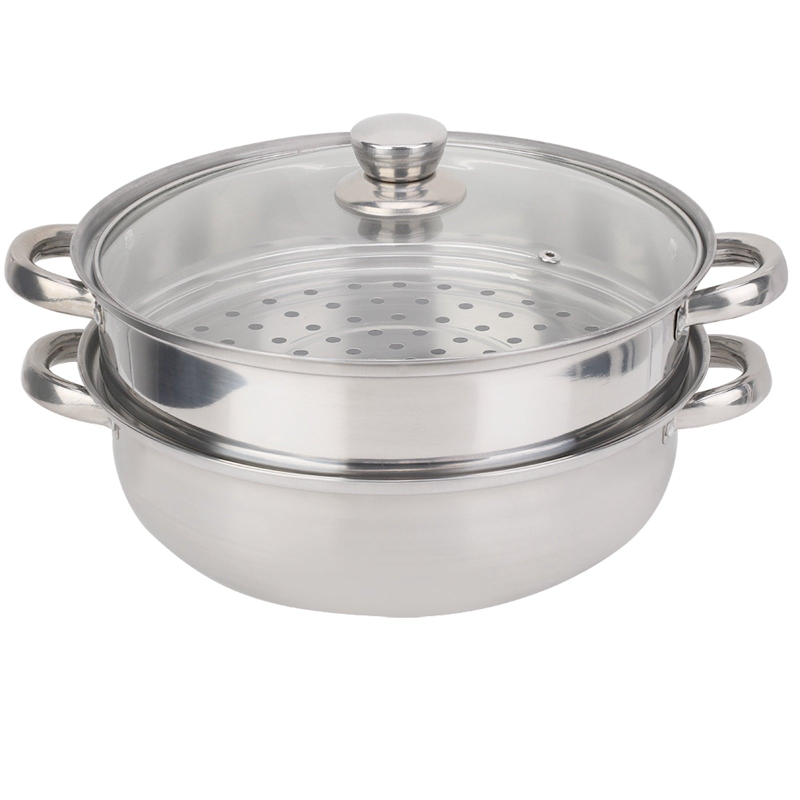 STEAMING POT TWO-LEVEL STAINLESS STEEL 27*27*19.5CM