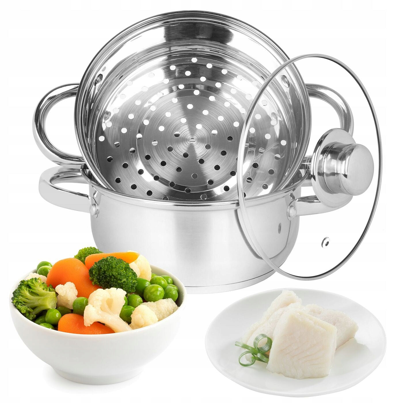 STEAMING POT induction gas 2L steamer STRAINER LID Tadar