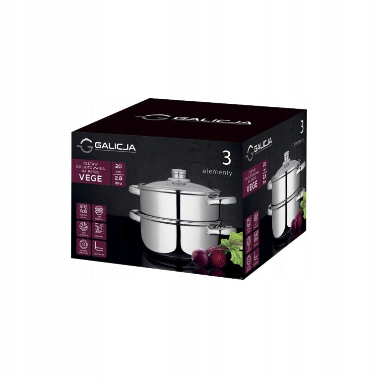 STEAMING POT with lid 20cm 2,8L STEAM INSERT 9884 Manufacturer code 19884