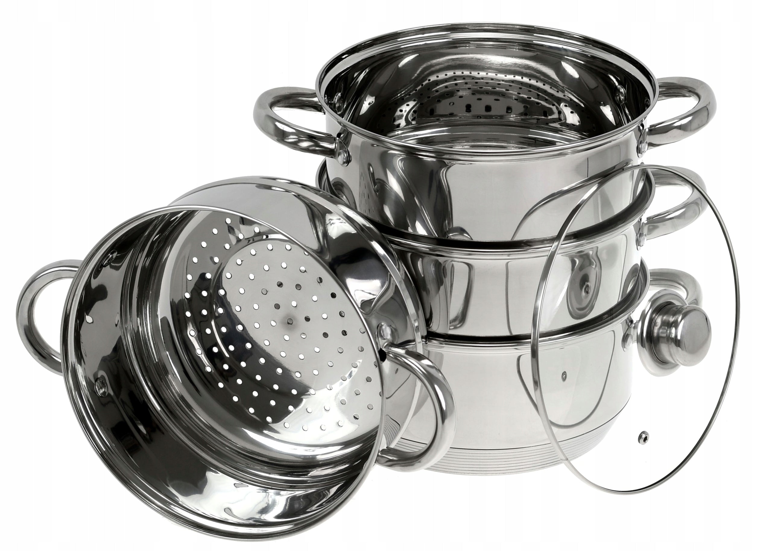 STEAMING POTS set 5 pcs. 20cm. POT 3.8 L GAS INDUCTION Brand Rossner