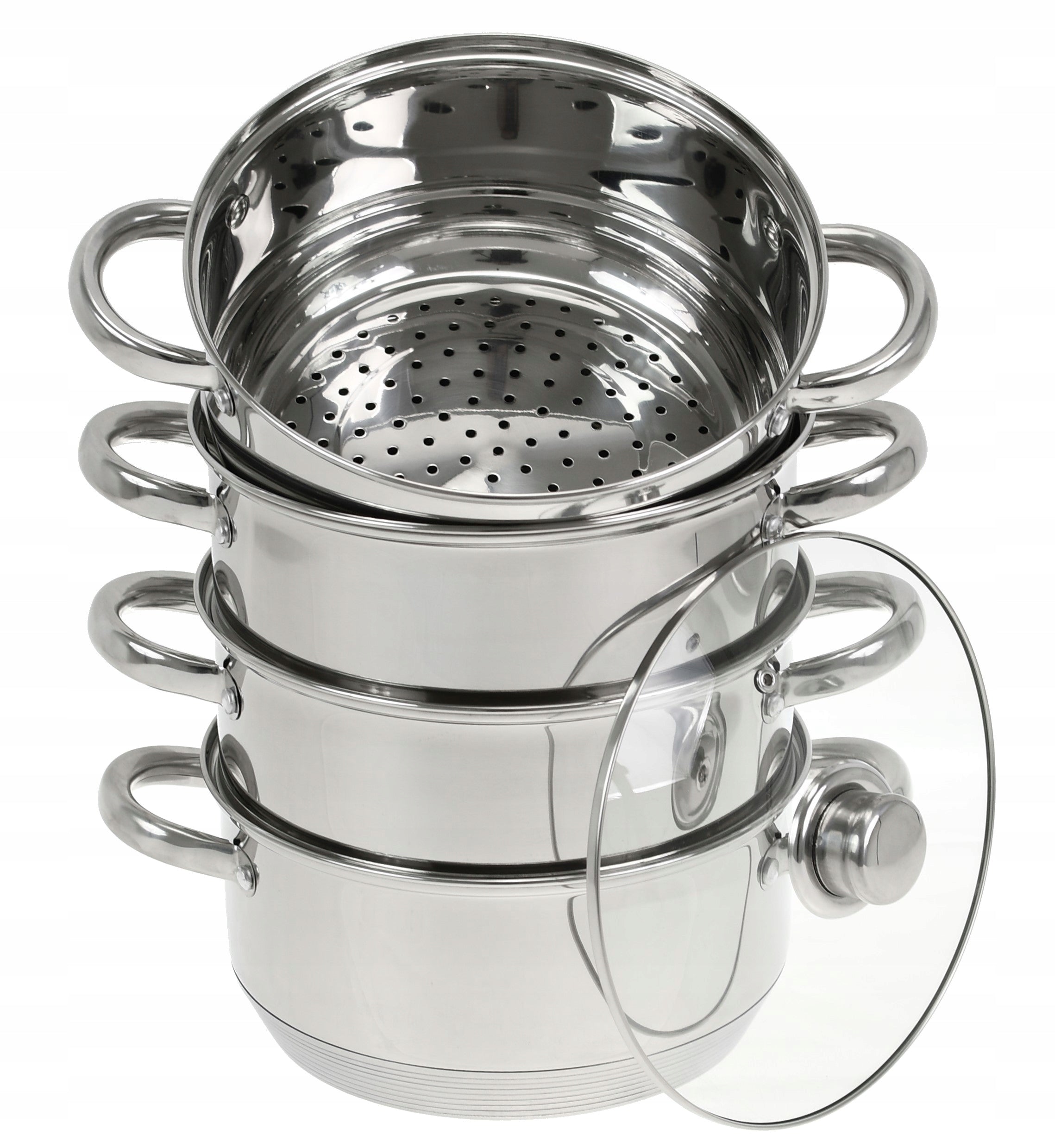 STEAMING POTS set 5 pcs. 20cm. POT 3.8 L GAS INDUCTION