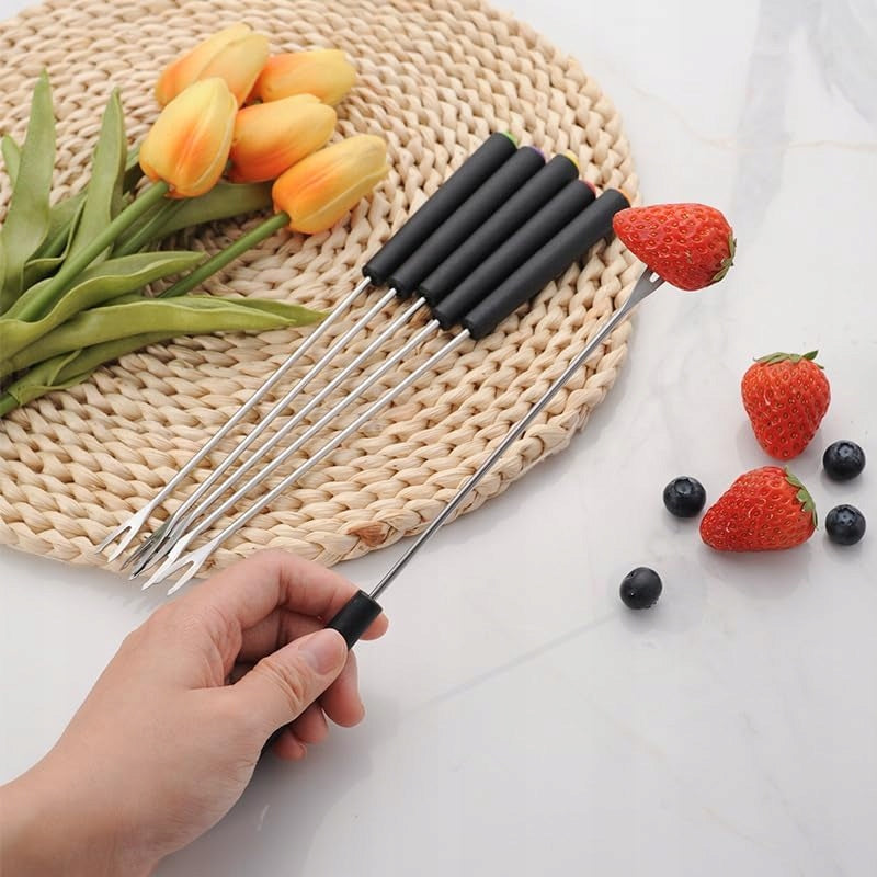 STEEL FONDUE FORKS 24 CM SET OF 6 COLORFUL Brand Pi