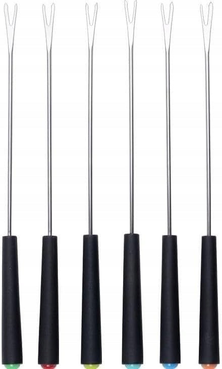 STEEL FONDUE FORKS 24 CM SET OF 6 COLORFUL