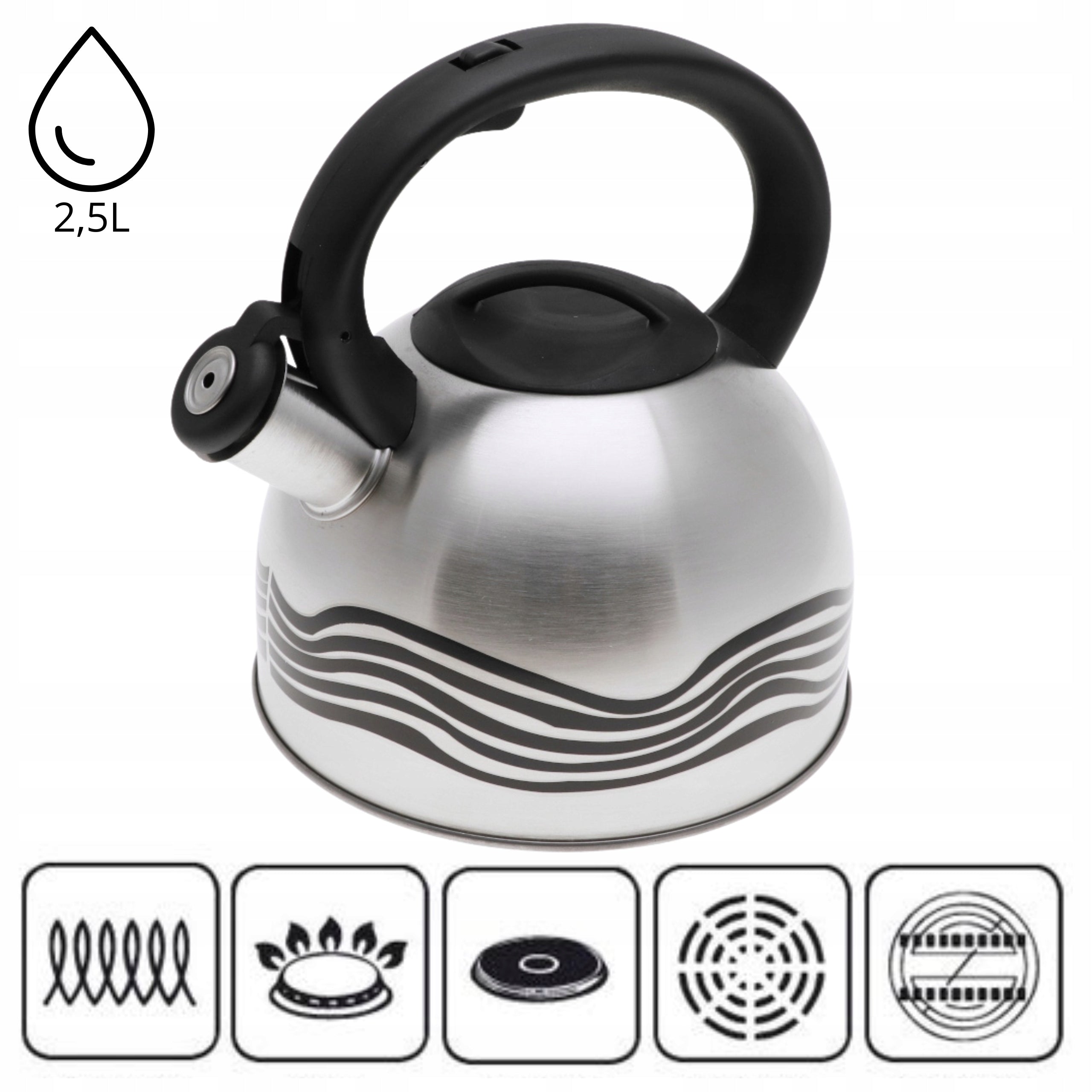 STEEL KETTLE 2,5L with Whistle Kettle COLOR CHANGING GAS INDUCTION EAN (GTIN) 5906716914141