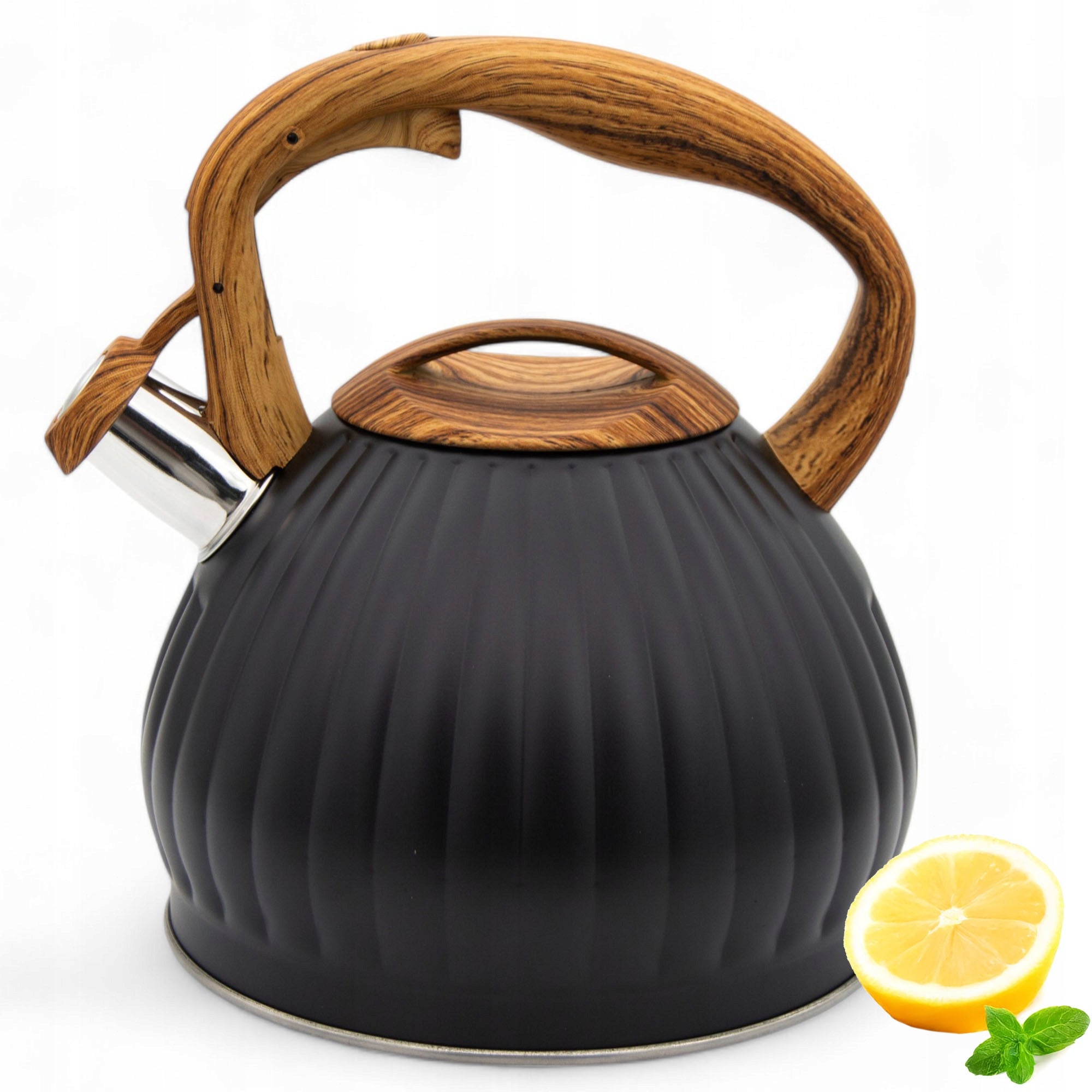 STEEL KETTLE 3L STAINLESS STEEL FOR GAS INDUCTION WITH WHISTLE