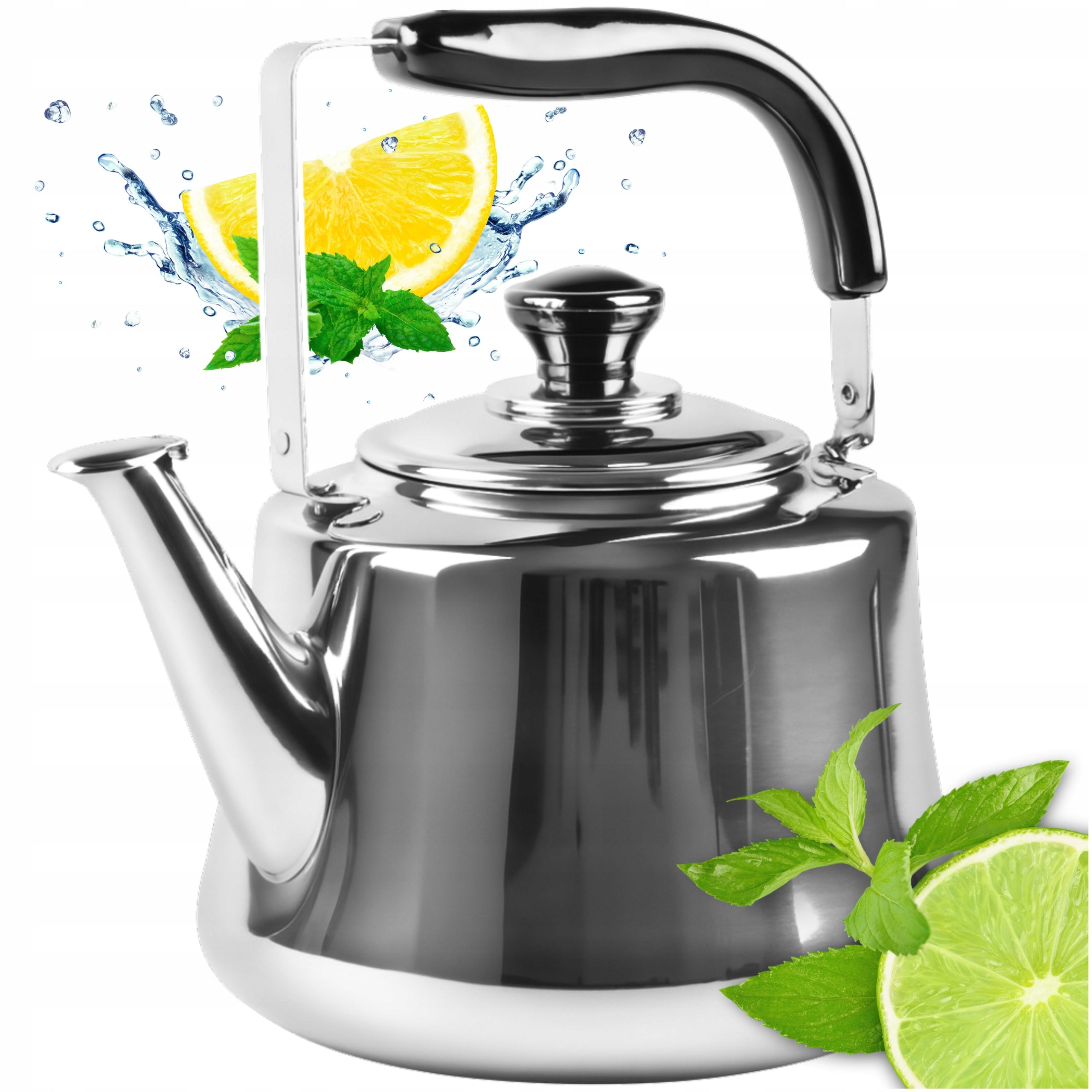 STEEL KETTLE FOR GAS 4.5L SILVER INDUCTION RETRO GAS LARGE
