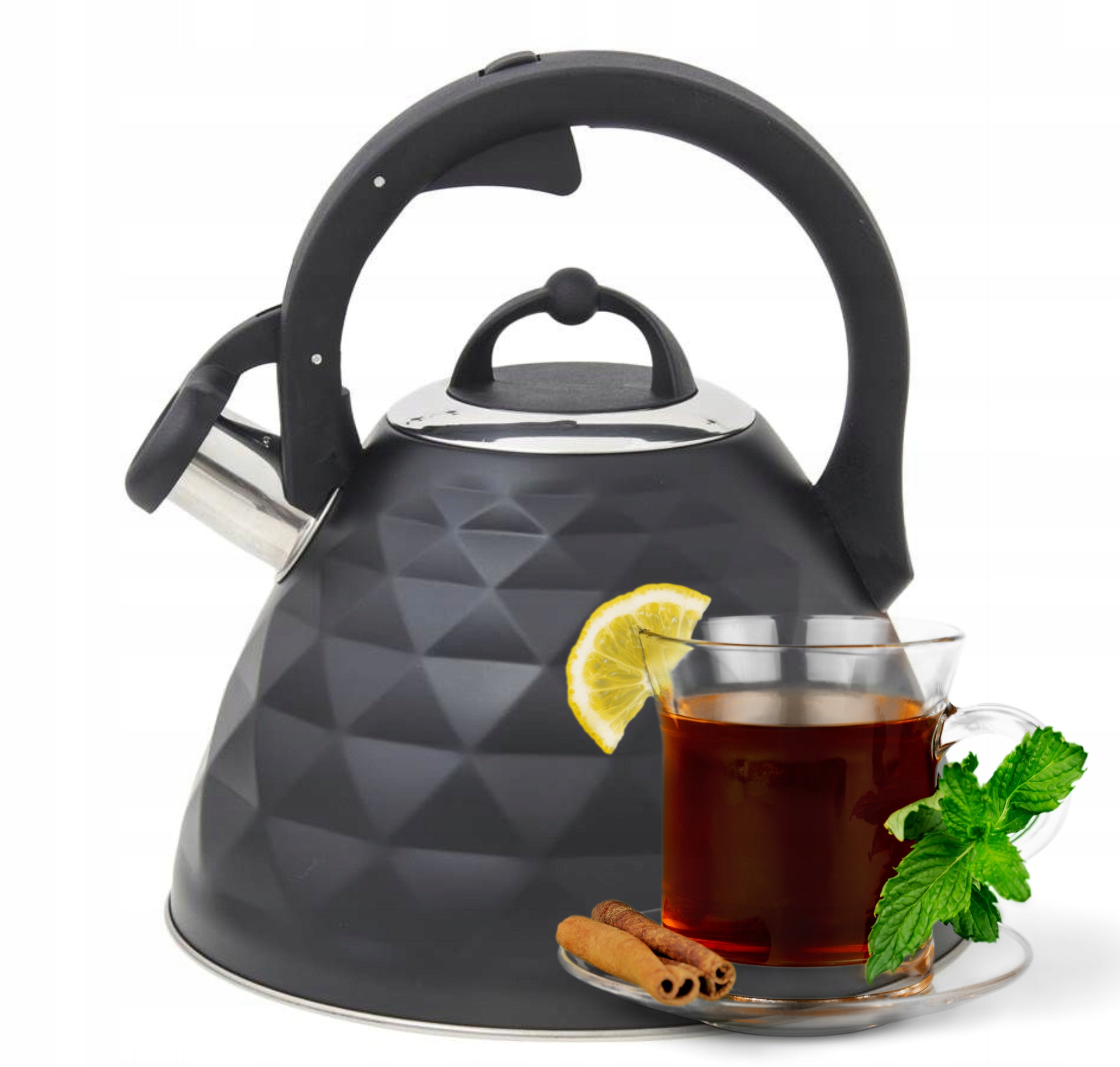 STEEL KETTLE FOR GAS INDUCTION LARGE KETTLE WITH WHISTLE 3L CRYSTAL BLACK Manufacturer code 5903313418669
