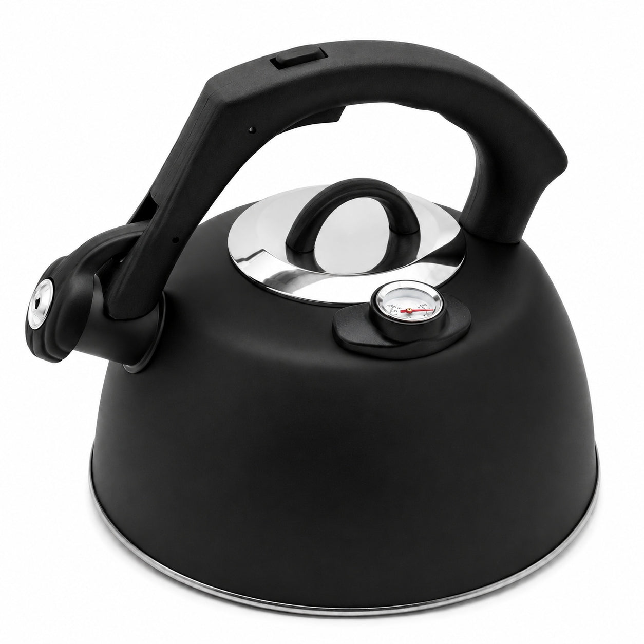 STEEL KETTLE WITH WHISTLE AND THERMOMETER BLACK MAT GAS INDUCTION 3 L Packaging status original