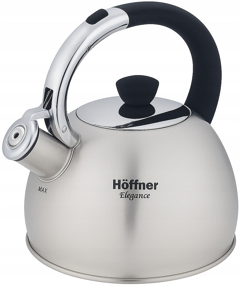 STEEL KETTLE WITH WHISTLE SILVER SMALL LIGHT 2L HOFFNER ELEGANCE