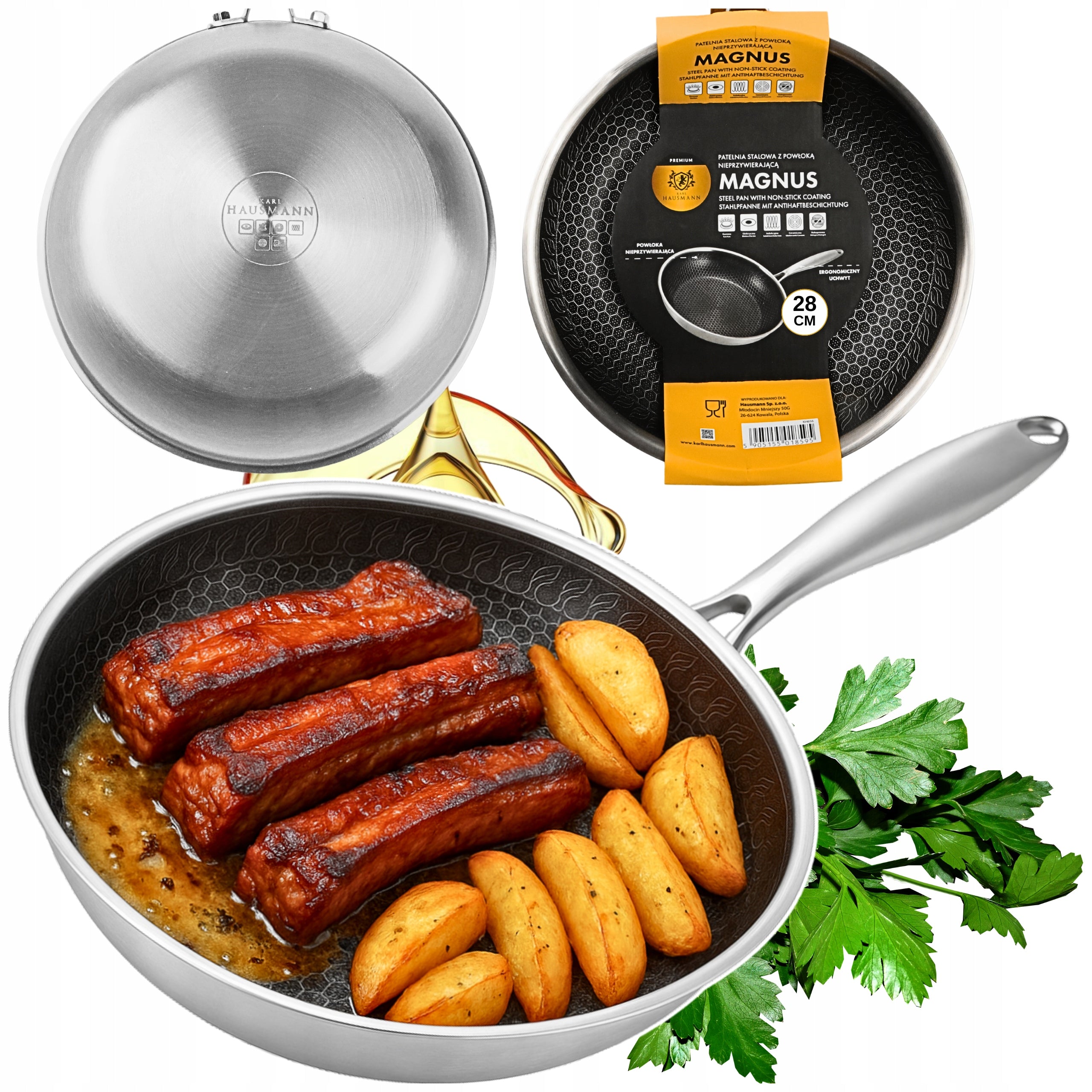 STEEL PAN FOR INDUCTION GAS FRYING PAN HONEYCOMB 28CM