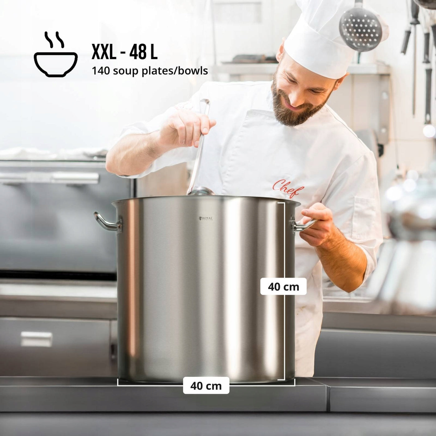STEEL POT BOILER INDUCTION WITH LID 50 LITERS. Capacity 50 l