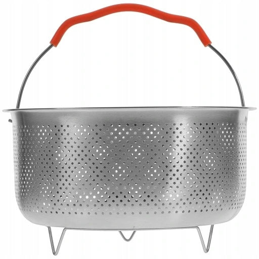 STEEL STEAMING BASKET WITH HANDLE
