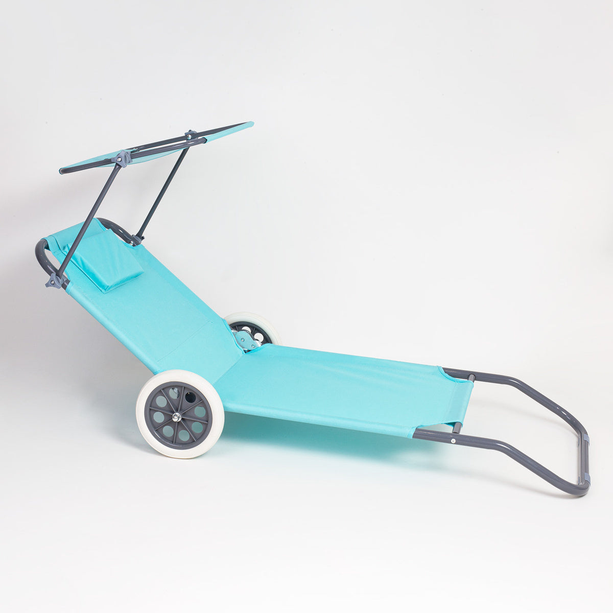 STEEL SUN LOUNGER WITH WHEELS FOLDING TOURIST REST MINT 52 x 150cm Product weight with unit packaging 6.3 kg
