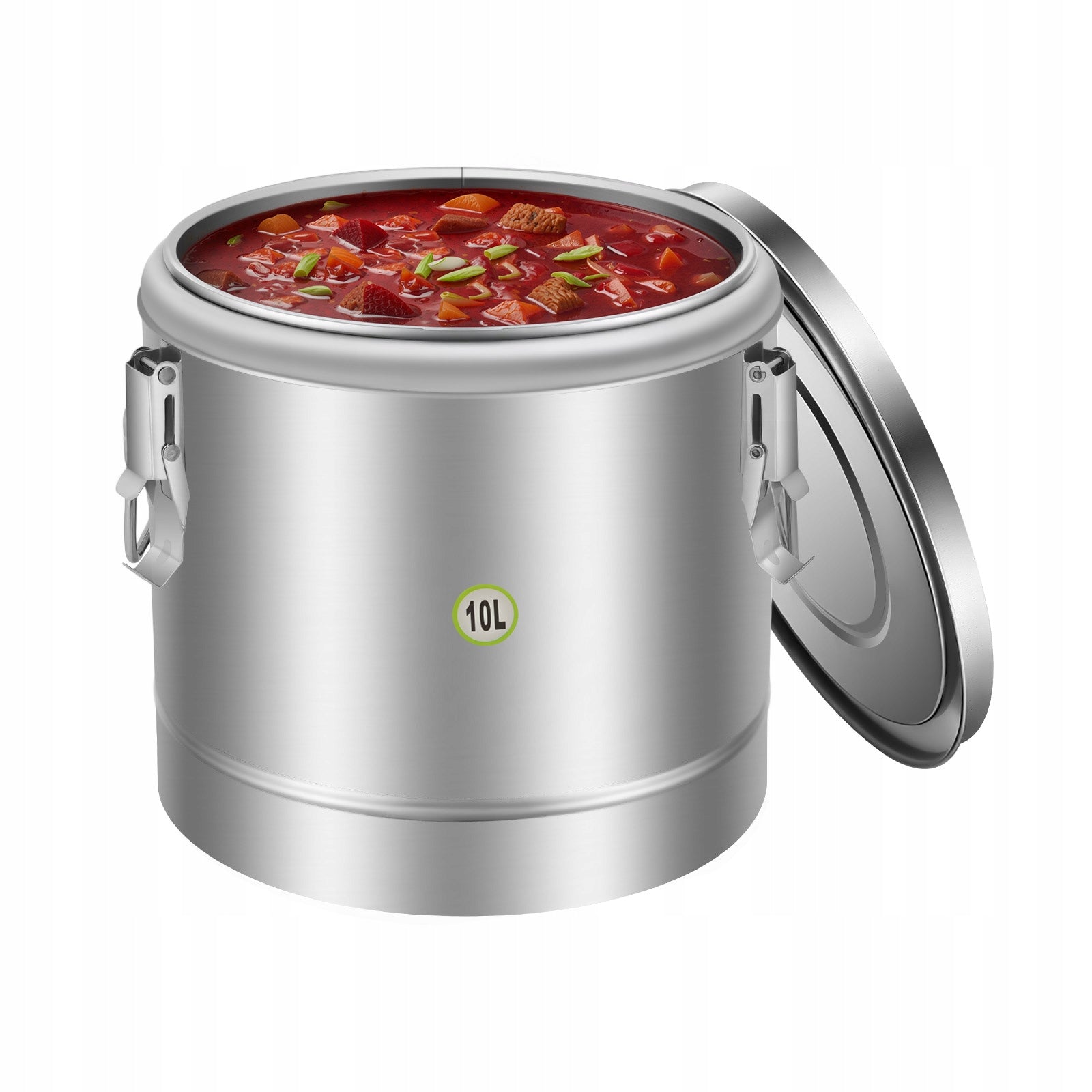 STEEL THERMOS BUCKET 10L FOR FOOD 12H INSULATED SOUP CONTAINER WITH LID