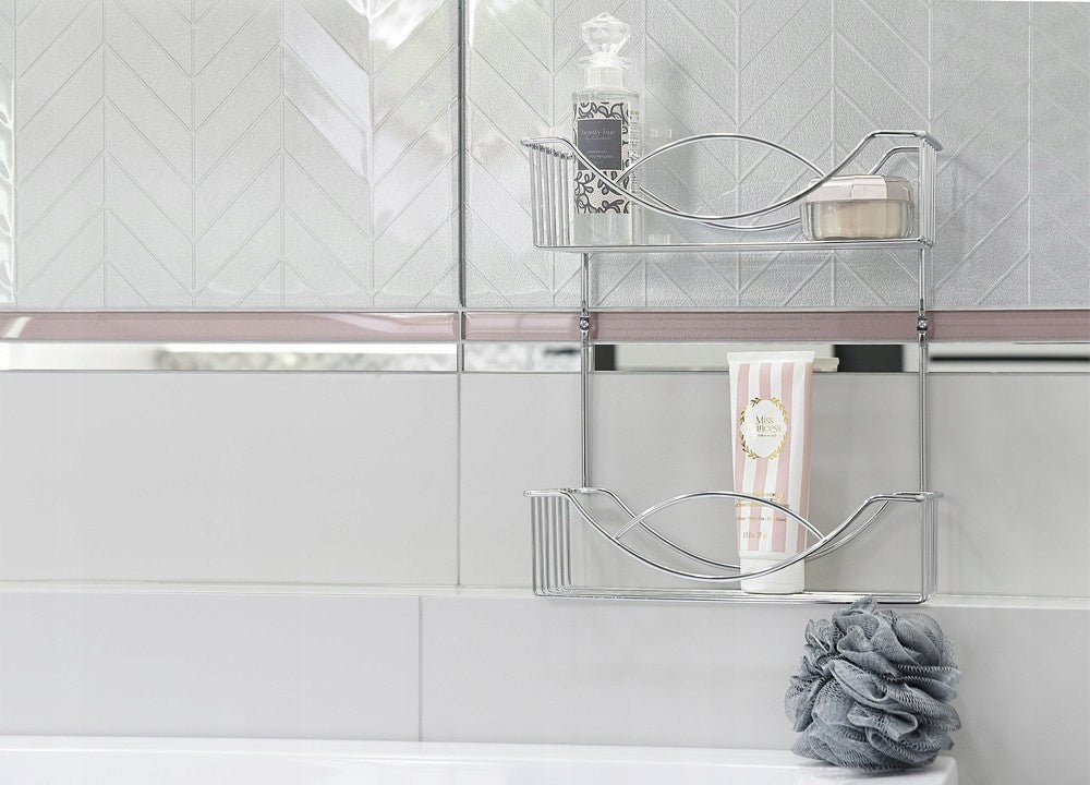 STEEL WIRE WALL SHELF CHROME BATHROOM KITCHEN 2 LEVEL Brand Magiczna-Łazienka