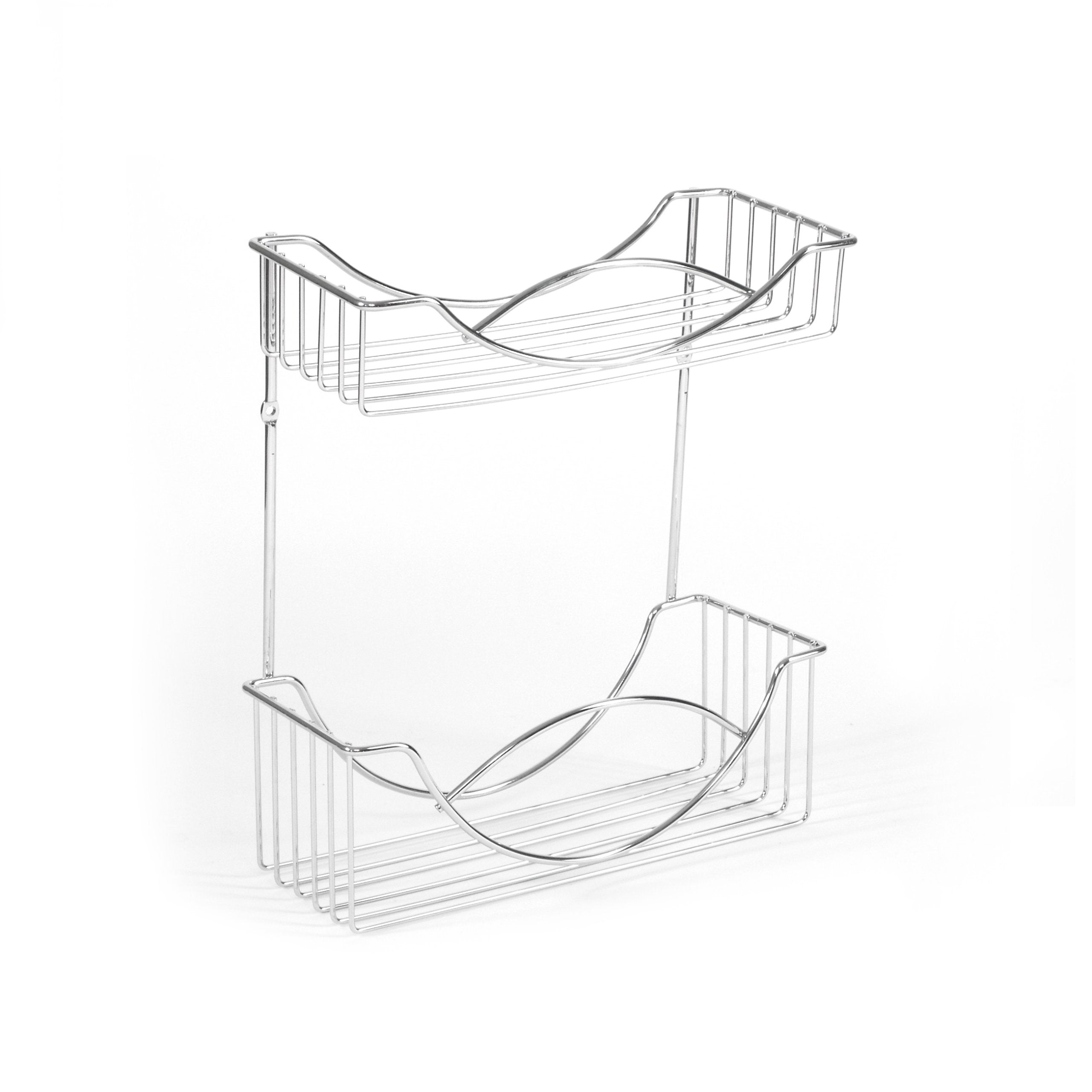 STEEL WIRE WALL SHELF CHROME BATHROOM KITCHEN 2 LEVEL