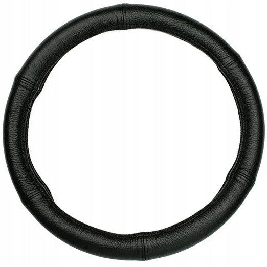 STEERING WHEEL COVER, "3XL" 47-49 CM, NATURAL LEATHER, BLACK
