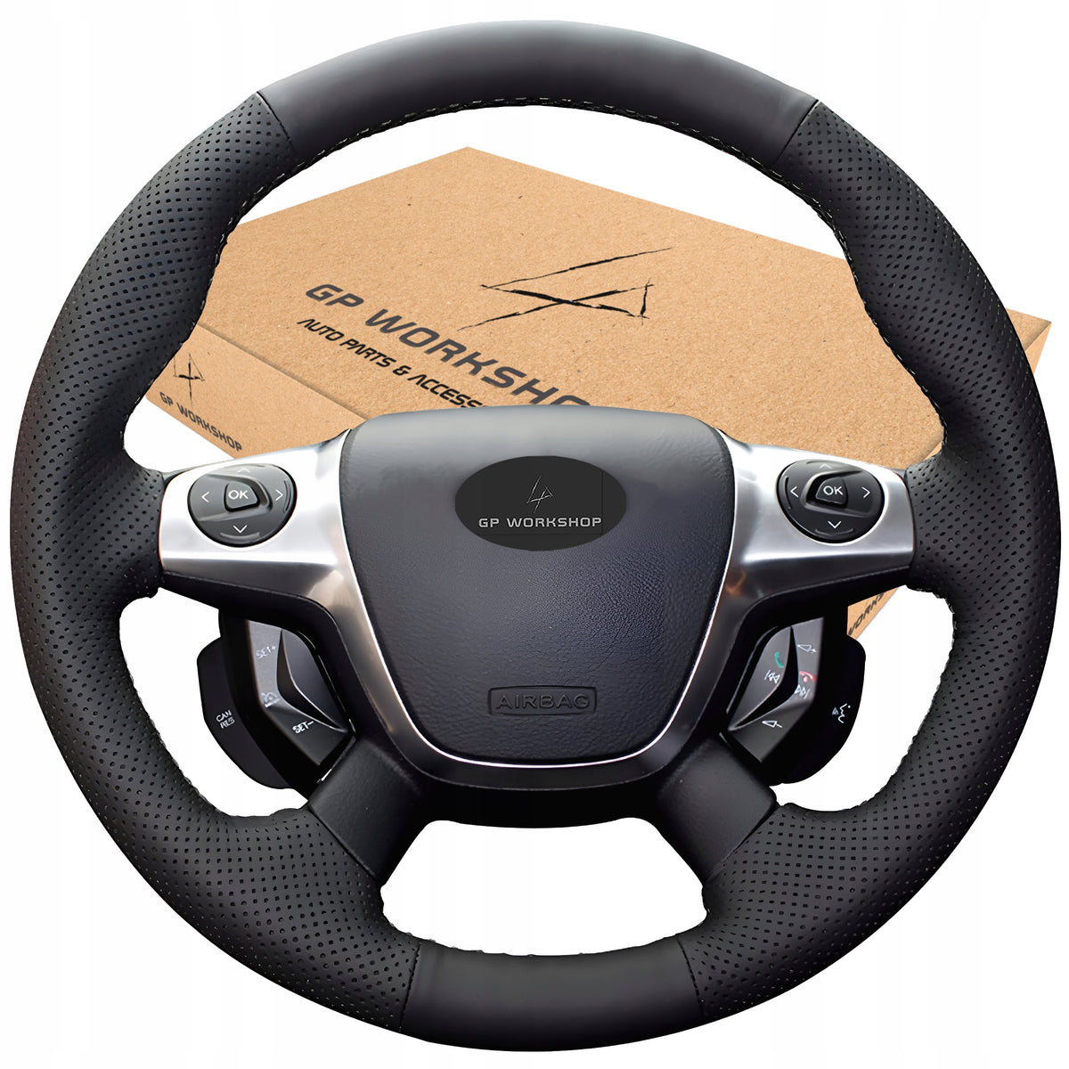 STEERING WHEEL COVER LEATHER FOR FORD FOCUS 3 C-MAX KUGA ESCAPE Manufacturer's catalog number GPworkshop5905600792438