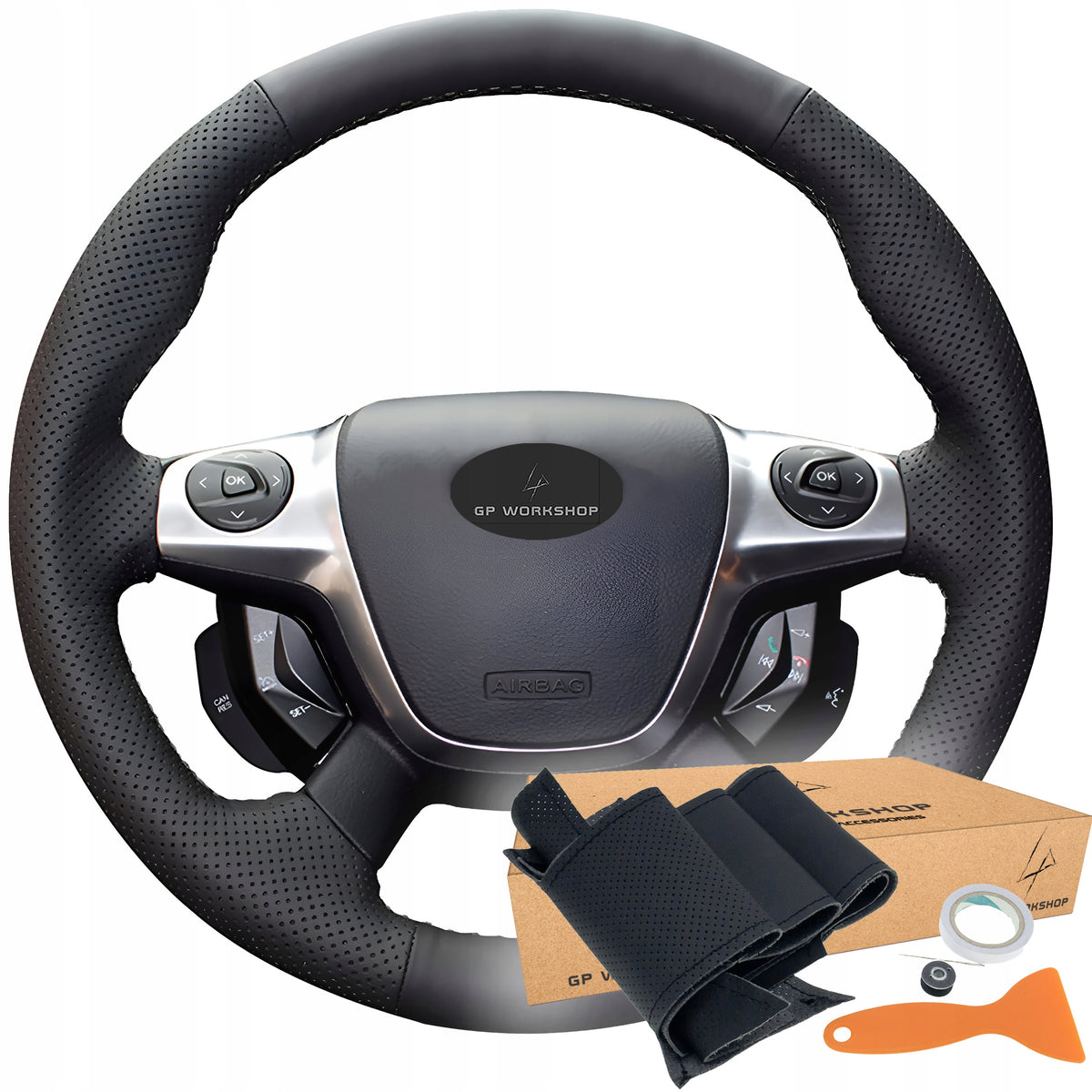 STEERING WHEEL COVER LEATHER FOR FORD FOCUS 3 C-MAX KUGA ESCAPE