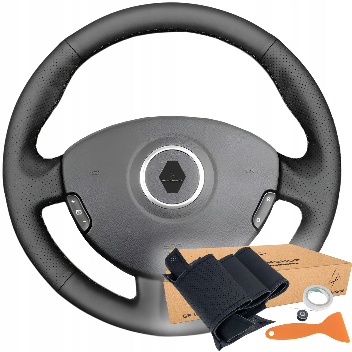 STEERING WHEEL COVER LEATHER FOR RENAULT CLIO III RS 2005-2013