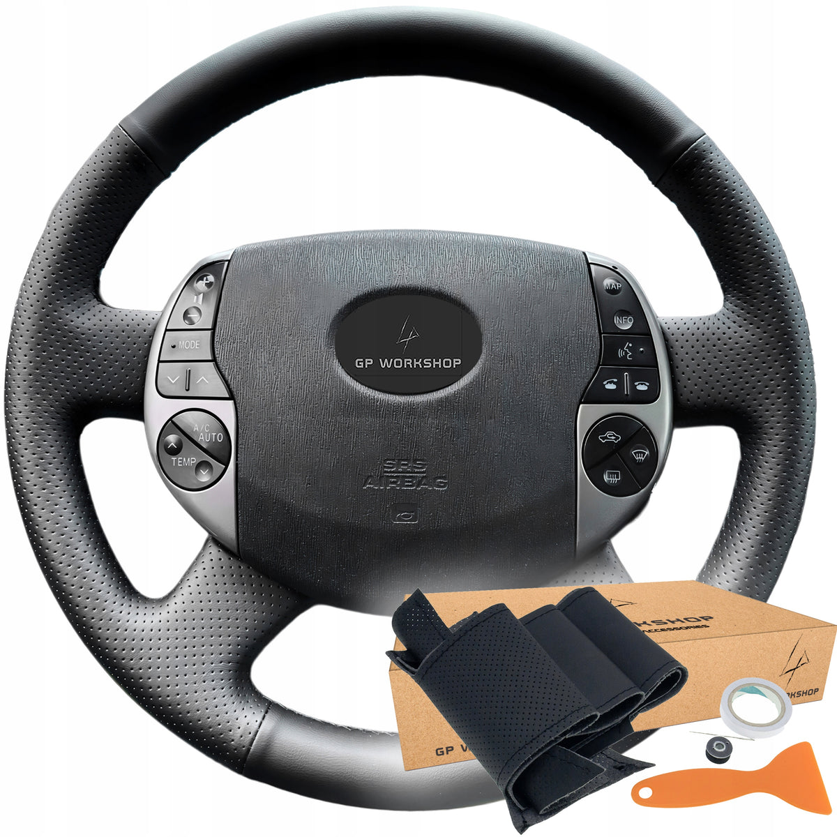 STEERING WHEEL COVER LEATHER FOR TOYOTA PRIUS 20 XW20 2004-2009