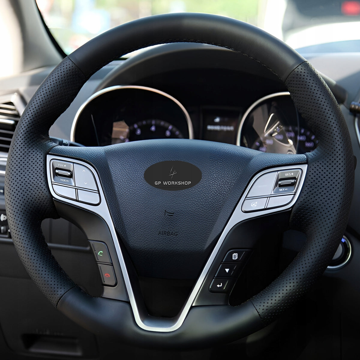 STEERING WHEEL COVER LEATHER HEM FOR HYUNDAI SANTA FE GRAND SANTA FE Manufacturer GPworkshop