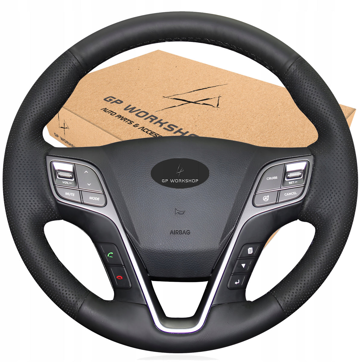 STEERING WHEEL COVER LEATHER HEM FOR HYUNDAI SANTA FE GRAND SANTA FE Manufacturer's catalog number GPworkshop5905600792940