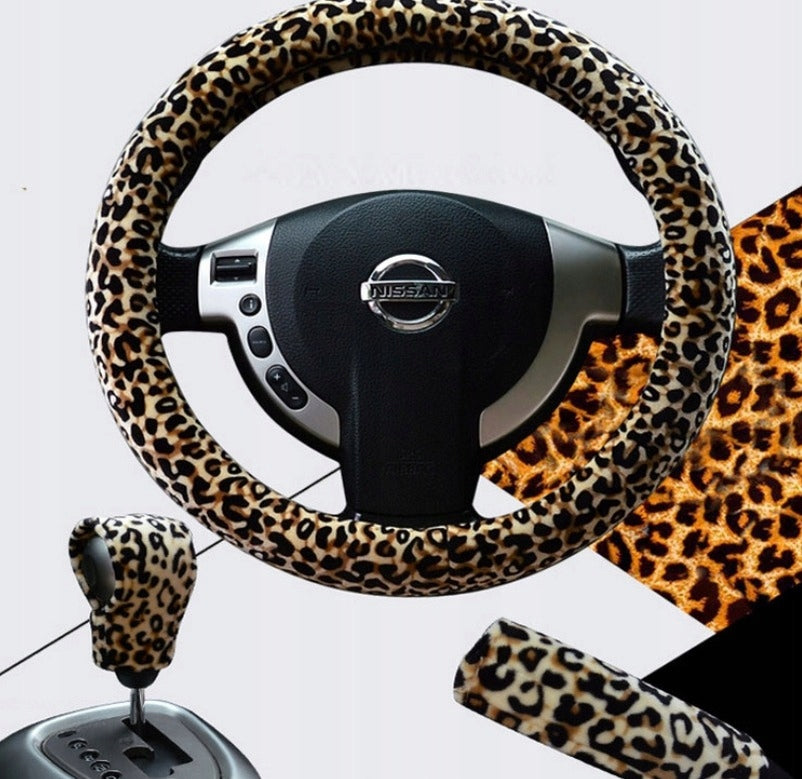 STEERING WHEEL COVER SET OF 3 LEOPARD GIFT Female