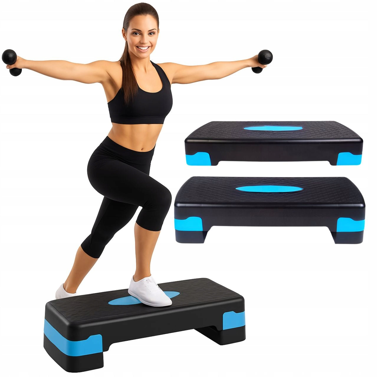 STEP PLATFORM FOR EXERCISE FITNESS AEROBICS 2 STAGE ADJUSTABLE DURABLE