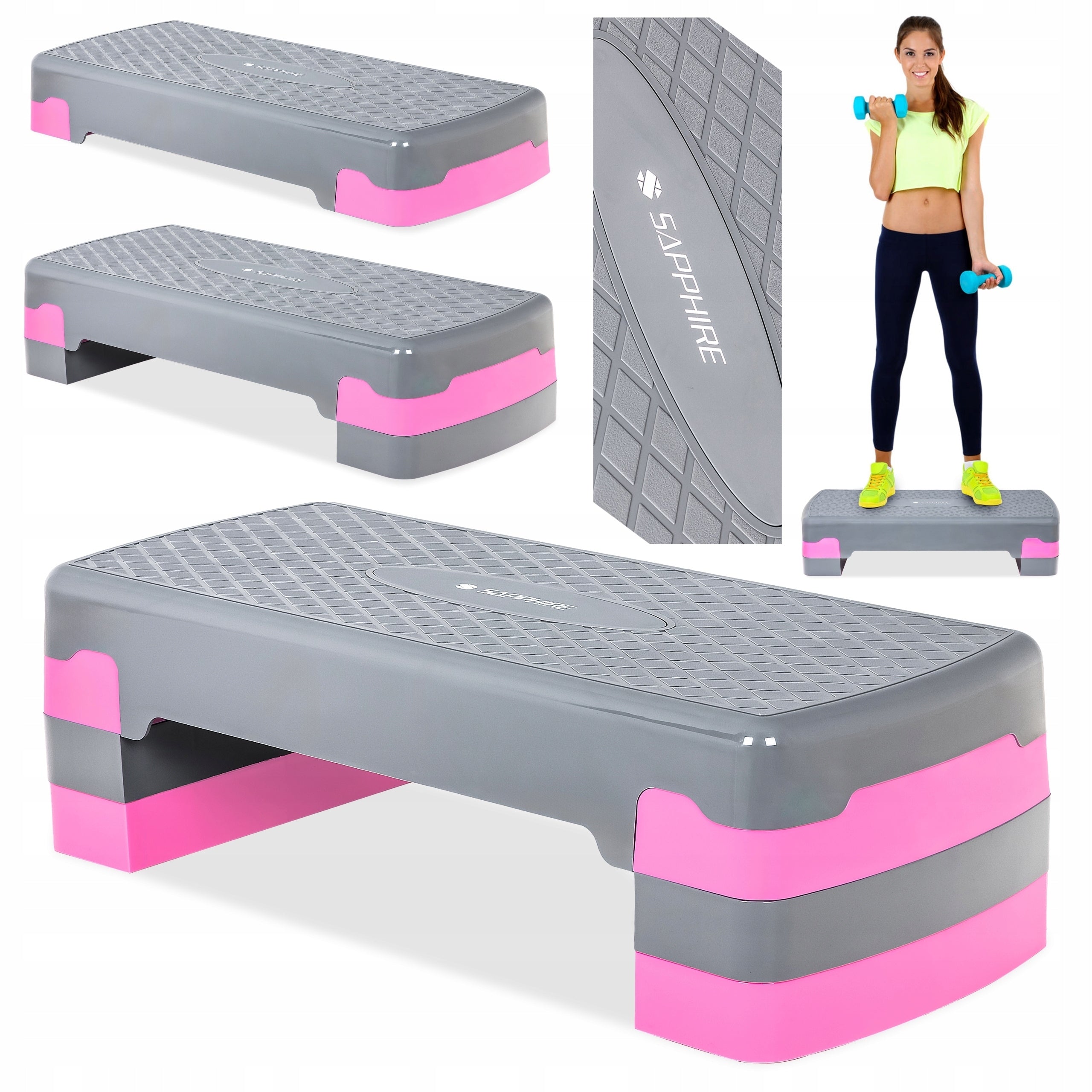 STEP for fitness exercises AEROBICS 3 degrees SAPPHIRE SG-048 modular PLATFORM