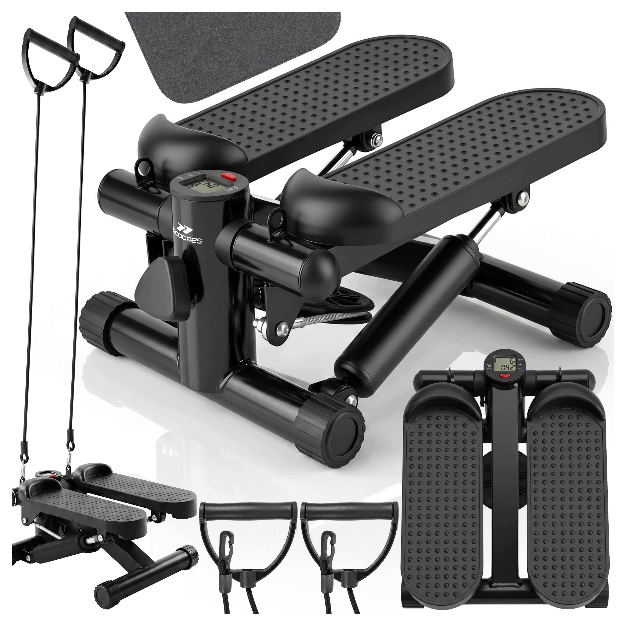 STEPPER FOR EXERCISE STEPPER STRAIGHT WITH LINKS ADJUSTMENT COUNTER LCD MAT 100KG