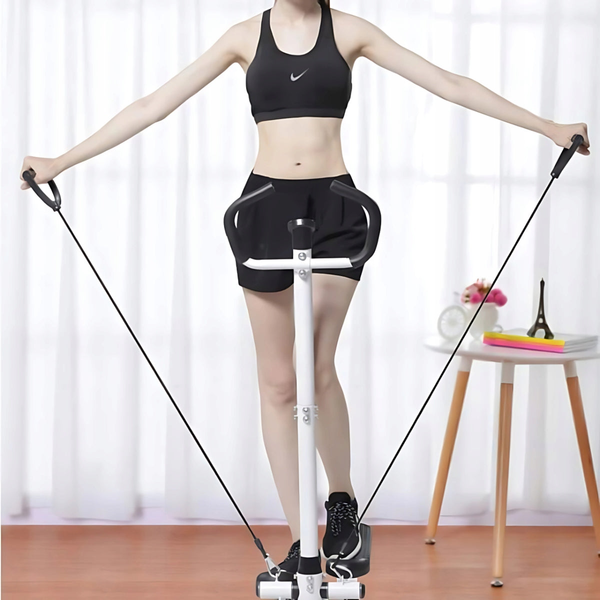 STEPPER HIGH WHITE SOLID WITH HANDLES FRAME WITH HANDLES CABLE STATION Manufacturer code STEPPER Z KOLUMNĄ LINKAMI DO ĆWICZEŃ WYSOKI