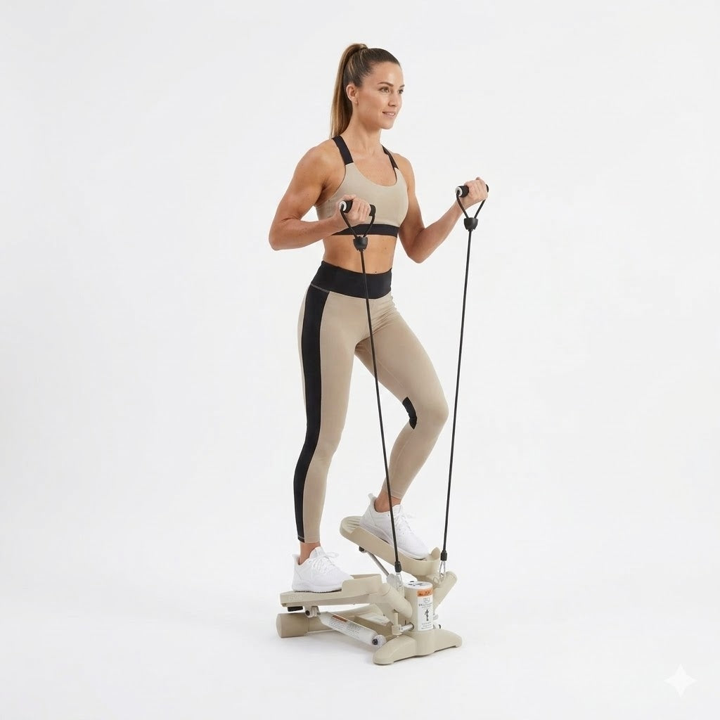 STEPPER STRAIGHT WITH EXERCISE CORDS COUNTER LCD FITNESS ADJUSTMENT