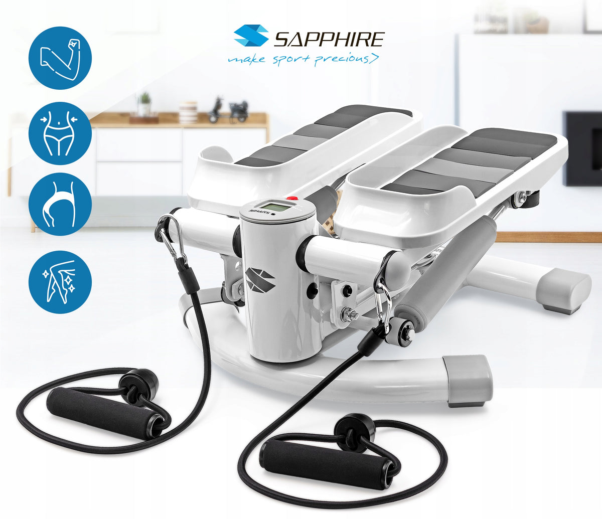 STEPPER SWIVEL step 2in1 stepper with LINKS for exercise stairs LCD COUNTER Brand Sapphire