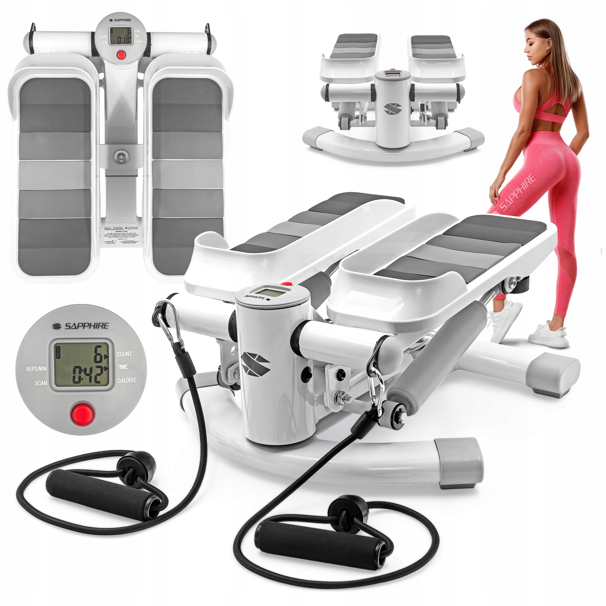 STEPPER SWIVEL step 2in1 stepper with LINKS for exercise stairs LCD COUNTER