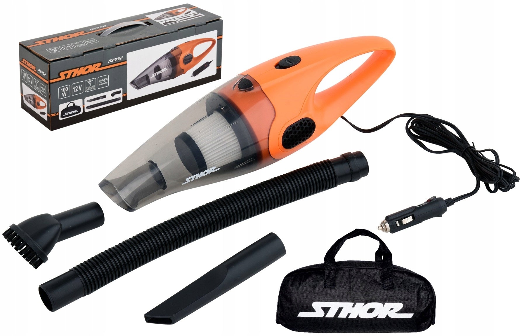 STHOR CAR VACUUM CLEANER BAGLESS 12V 100W HEPA + BAG 82952 Manufacturer code 82952