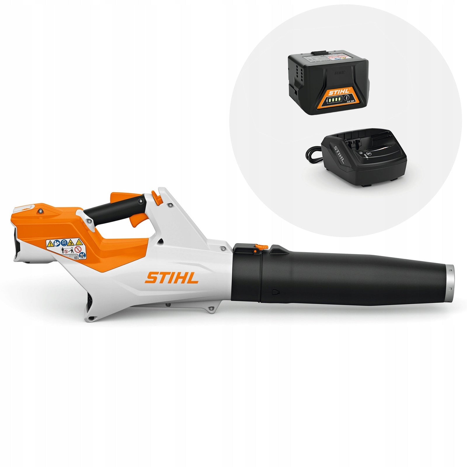 STIHL BGA60 BLOWER ADJUSTABLE NOZZLE WITH BATTERY AK30 AND CHARGER AL101