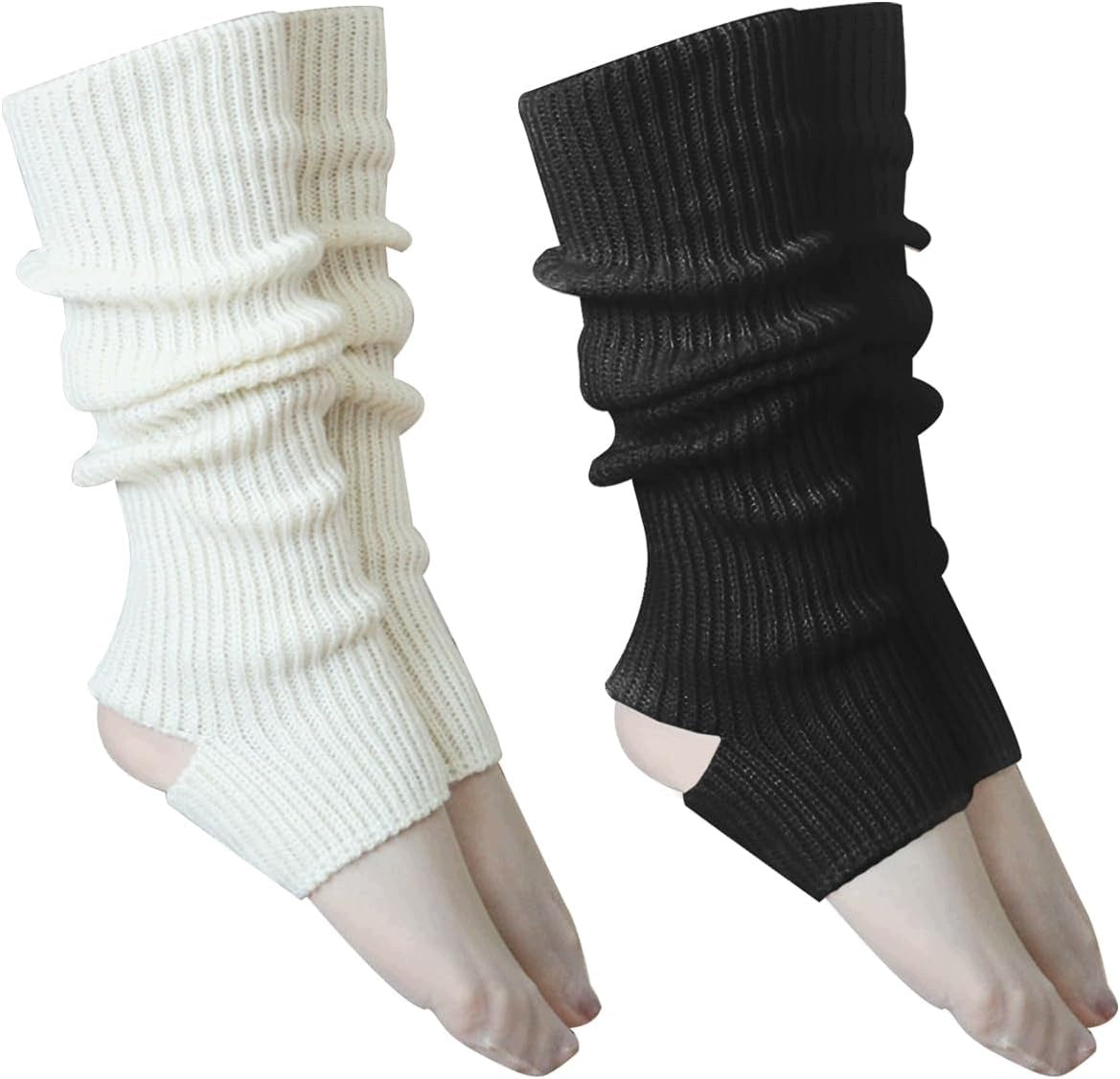 STOCKINGS 2 PAIRS WHITE LEG WARMERS WINTER THERMAL SOCKS