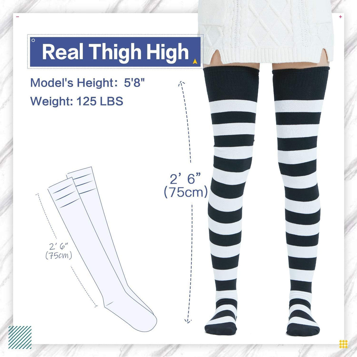 STOCKINGS LONG COTTON KNEE-HIGH SOCKS WOMEN HIGH EXTRA STRETCHY Brand no brand