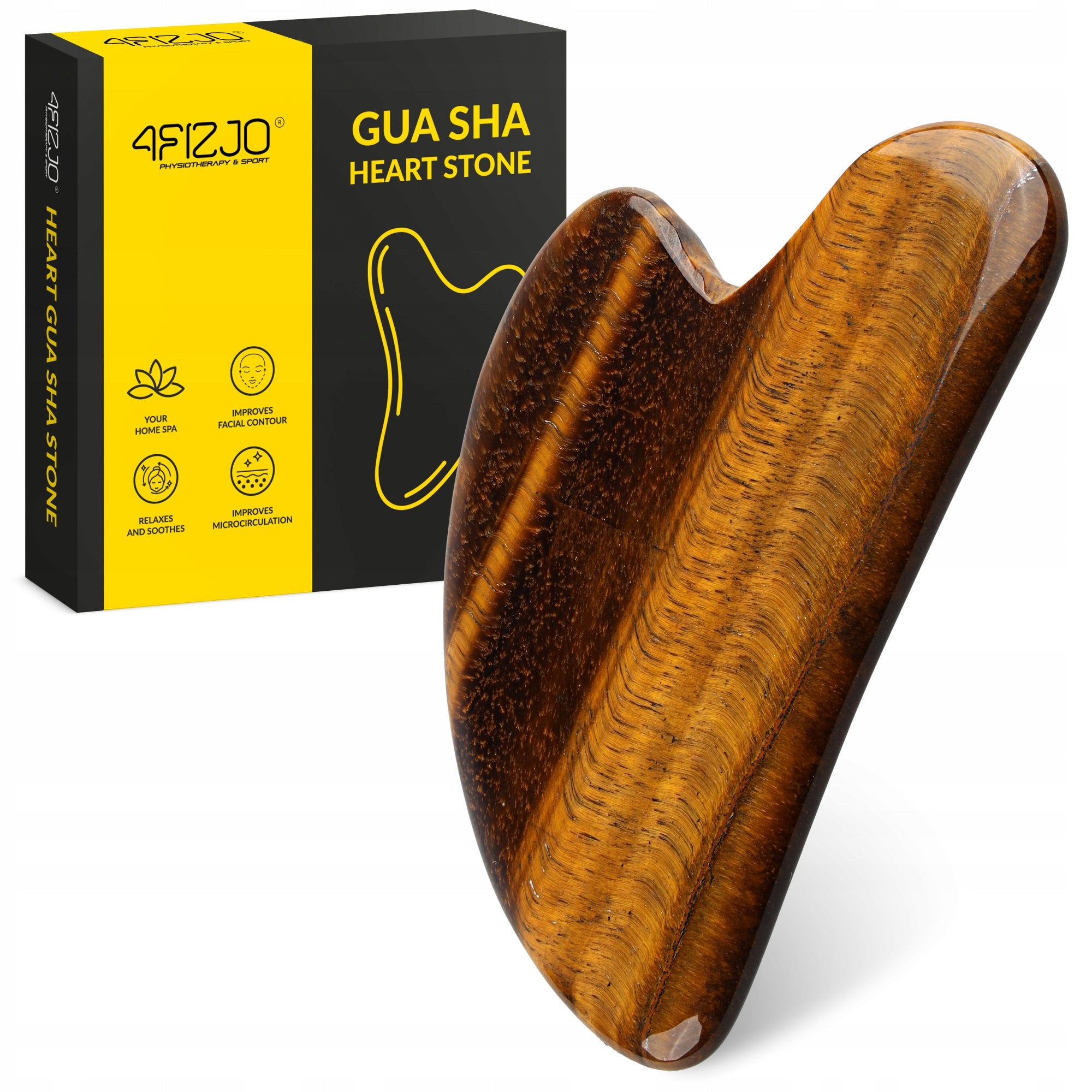 STONE GUA SHA FACE MASSAGER NATURAL TIGER EYE LIFTING PLATE