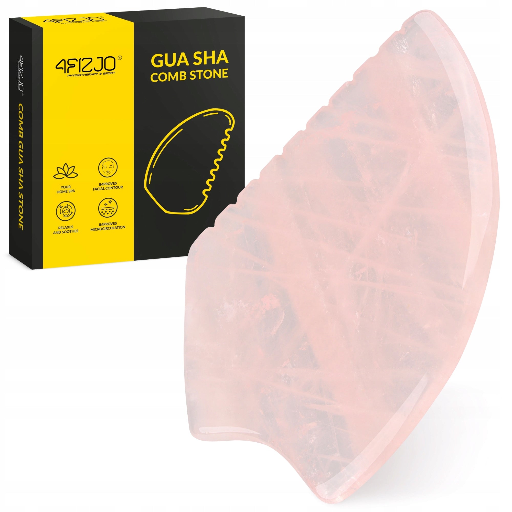 STONE GUA SHA FACIAL MASSAGE PLATE NATURAL QUARTZ FLUTED MASSAGER