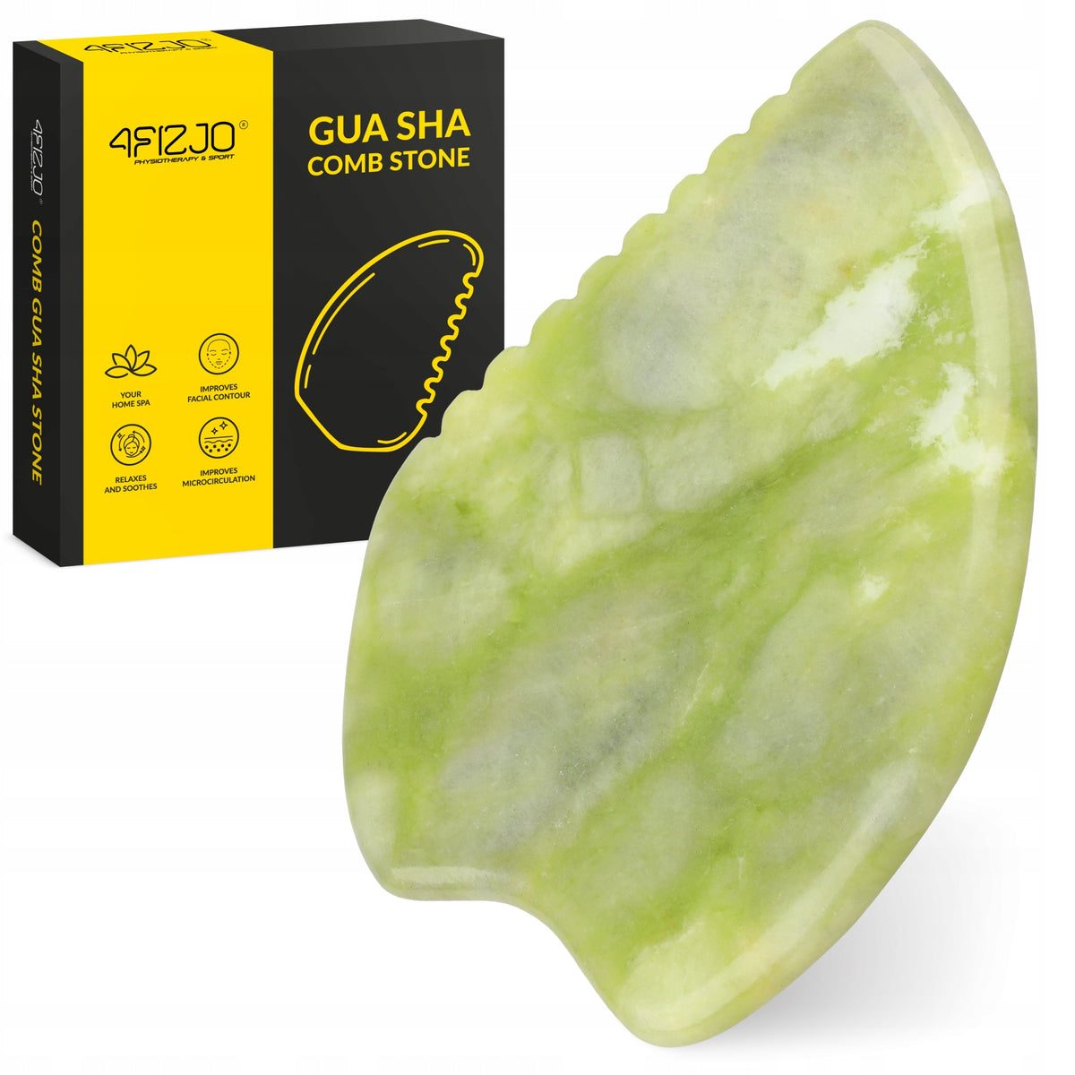 STONE GUA SHA FLUTED PLATE FOR FACIAL MASSAGE NATURAL JADE MASSAGER