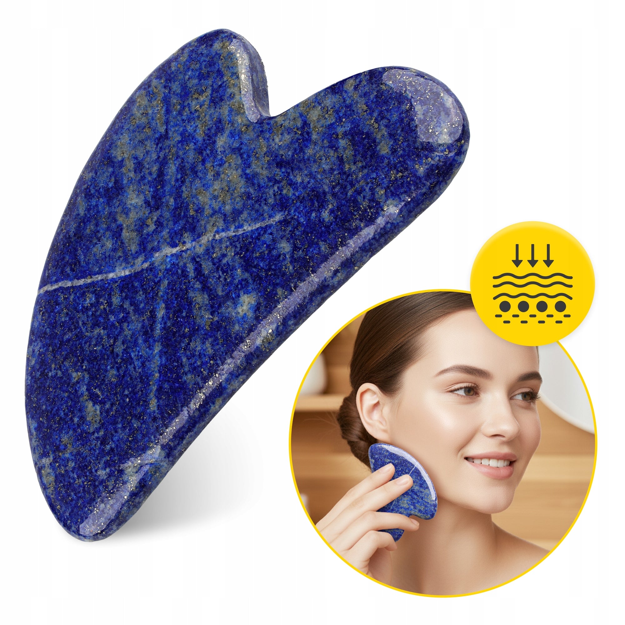 STONE GUA SHA MASSAGER FOR FACE AND NECK NATURAL PLATE LIFTING AZURITE Manufacturer code Klasyczny kamień Gua Sha z lazurytu