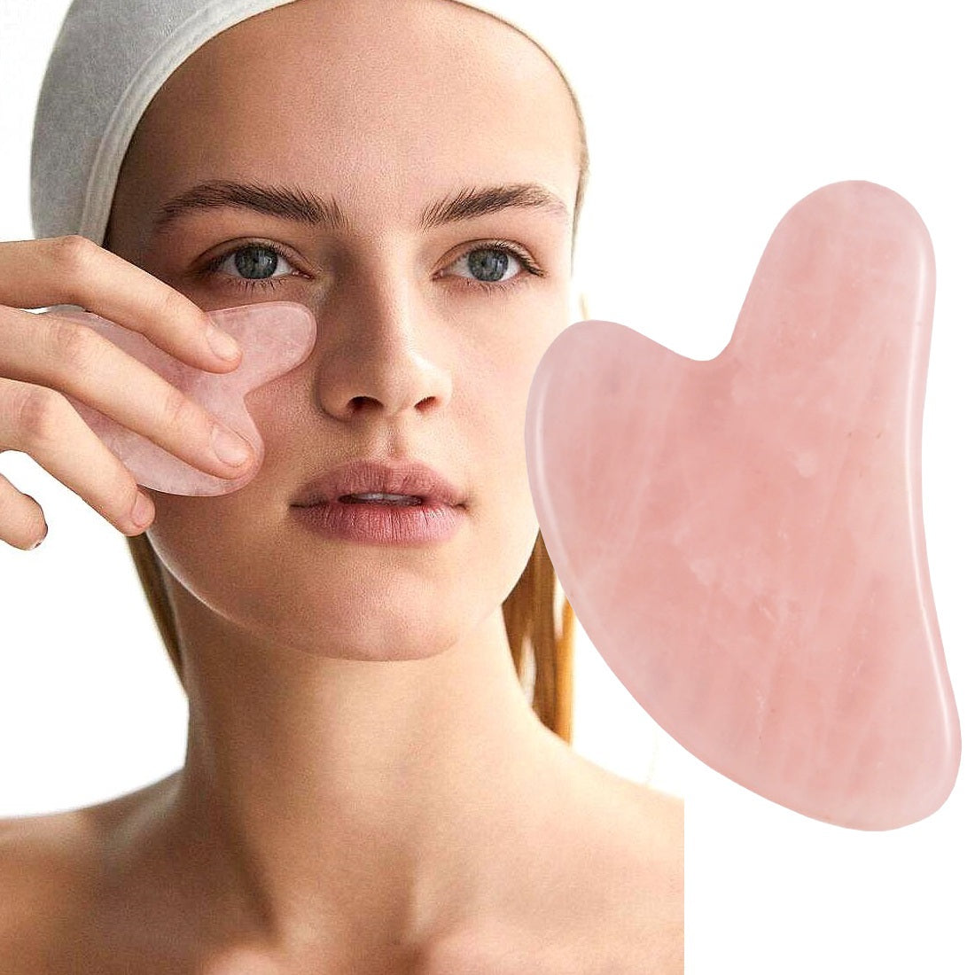 STONE GUA SHA PINK QUARTZ MASSAGER SOLID MASSAGE LIFTING