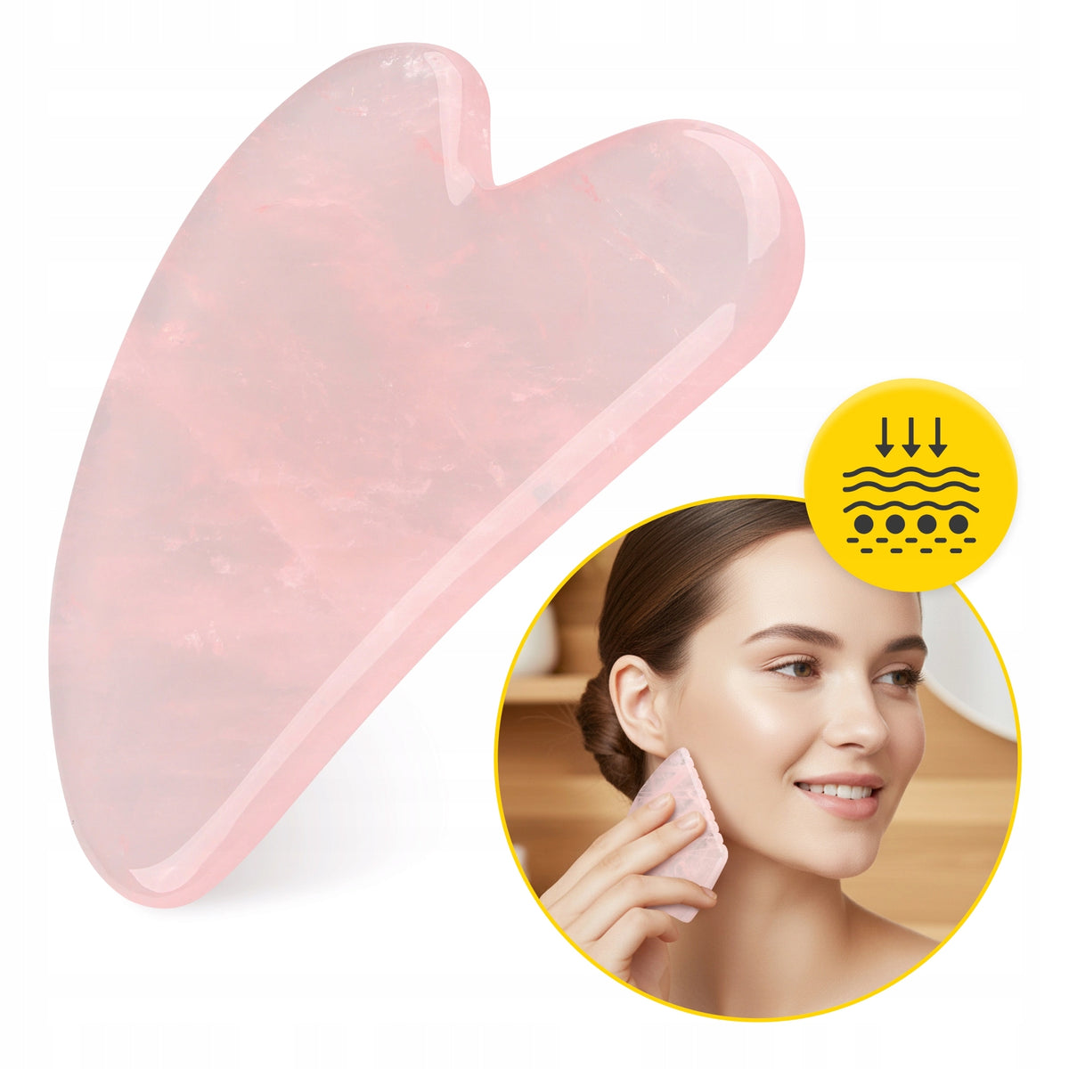 STONE GUA SHA QUARTZ MASSAGER FOR FACE AND NECK NATURAL PLATE LIFTING Manufacturer code Klasyczny kamień Gua Sha z różowego kwarcu