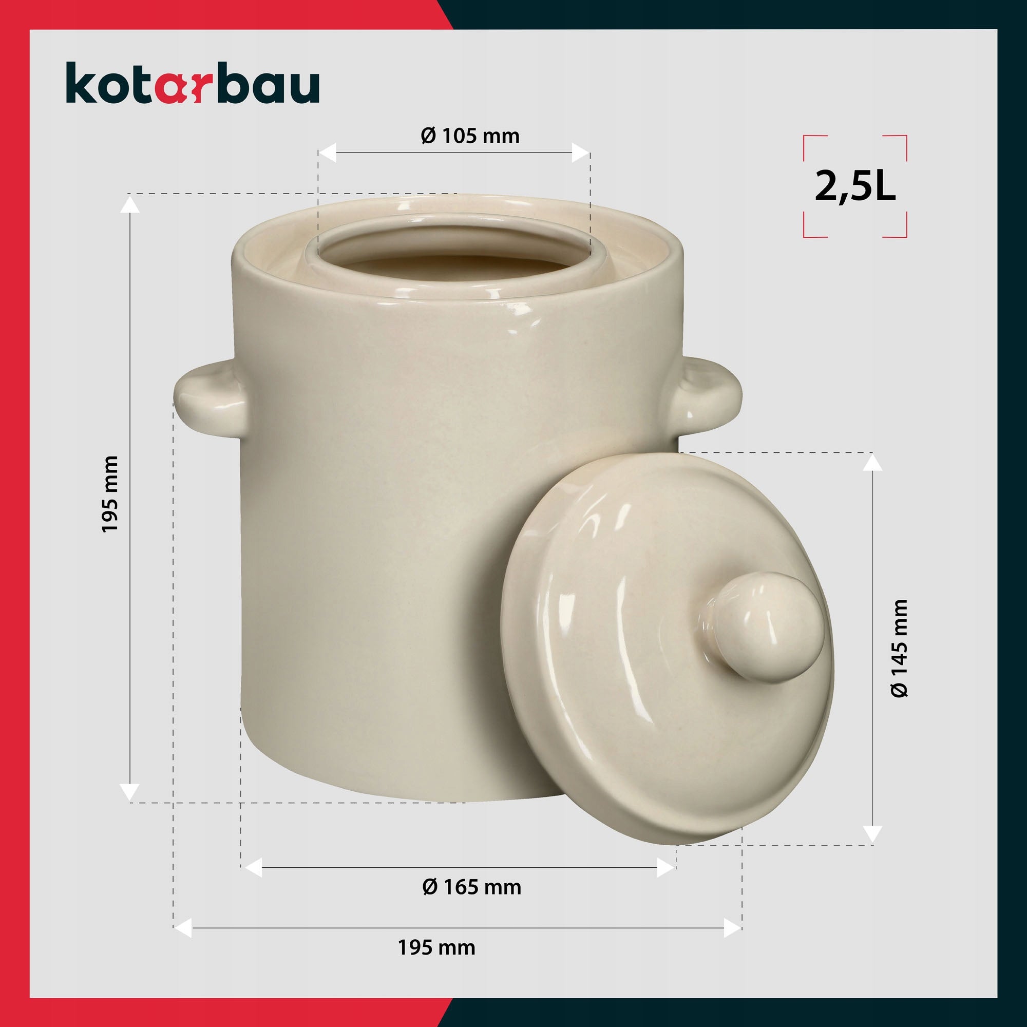 STONEBERRY BARREL HERMETIC POT 2.5L PICKING CUCUMBER CABBAGE + LID Brand Kotarbau