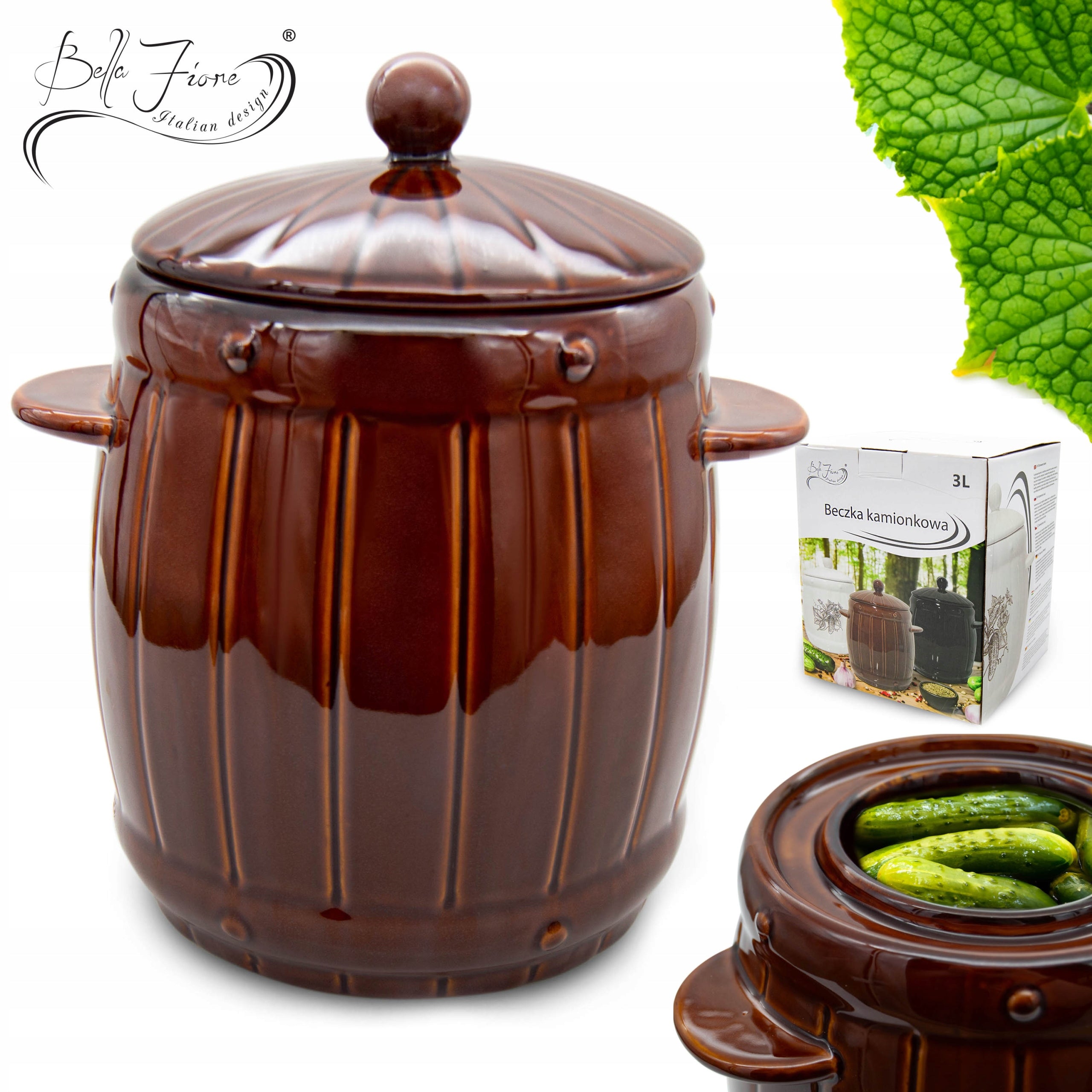 STONEEN BARREL FOR PICKING 3L, HERMETIC, for cucumbers, cabbages, stoneware