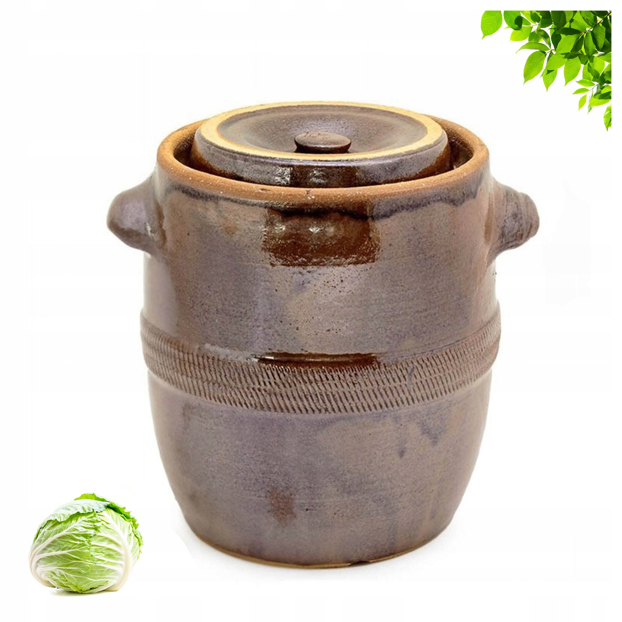 STONEWARE BARREL 20L FOR PICKLING WITH FLANGE COVER STONEWARE POT
