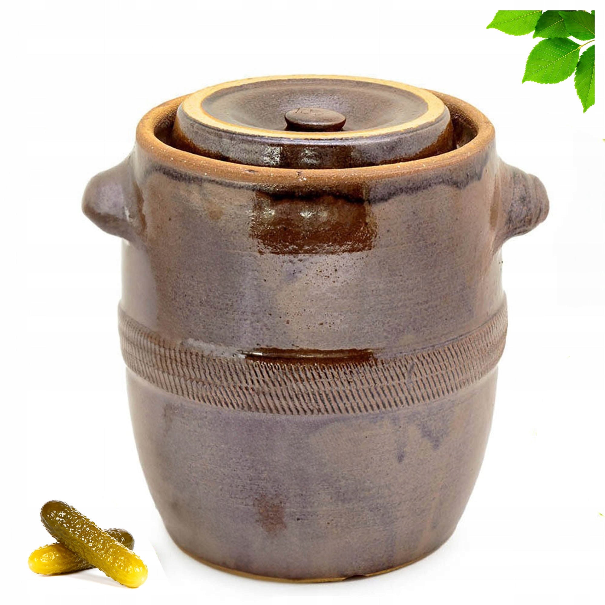 STONEWARE BARREL 30L FOR PICKLING WITH FLANGE COVER STONEWARE POT